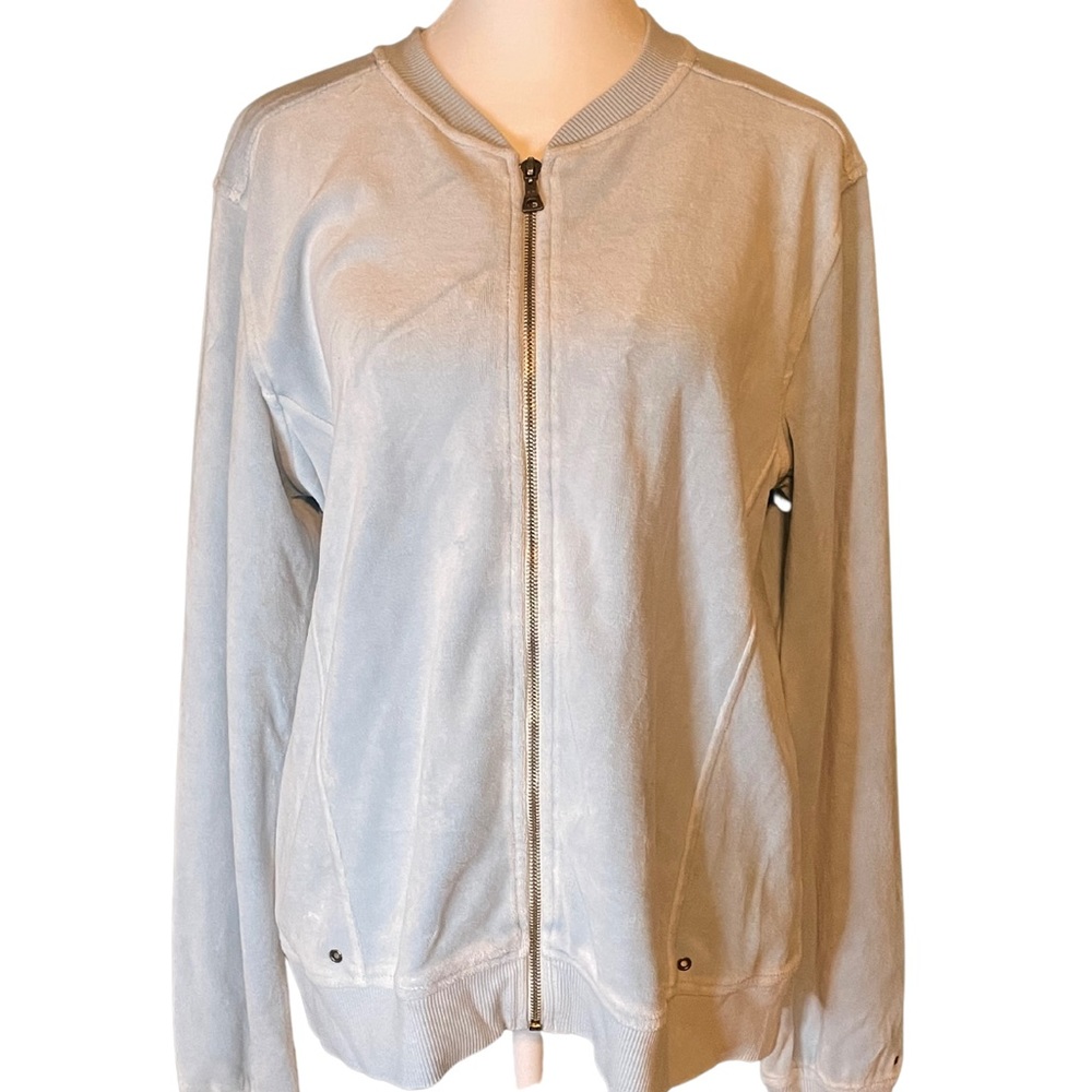 Tommy Hilfiger Velour Zipper Sweatshirt, L, Baby Blue